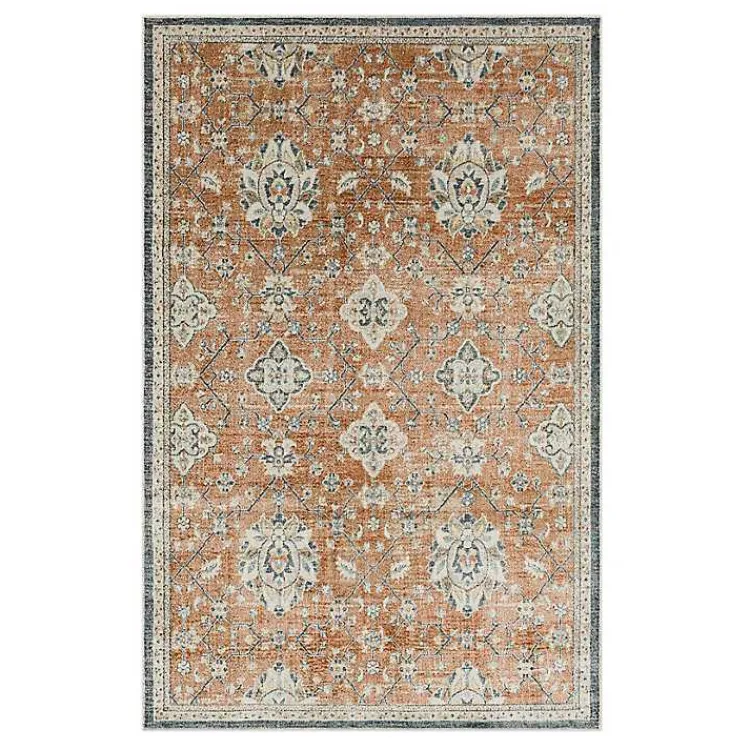 Area Rugs-Kirklands Home Granary Floral Area Rug, 6x9 Orange