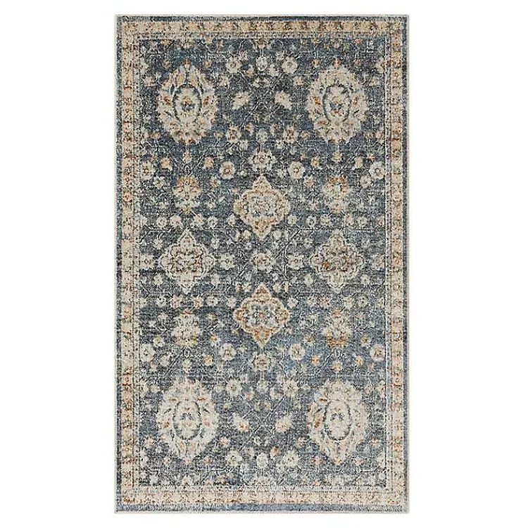 Area Rugs-Kirklands Home Anthracite Granary Floral Area Rug, 8x10 Blue