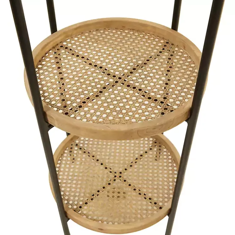 Accent & End Tables-Kirklands Home Wood Mesh Woven 3-Tier Accent Table Brown
