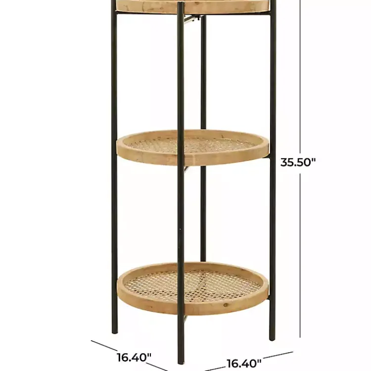Accent & End Tables-Kirklands Home Wood Mesh Woven 3-Tier Accent Table Brown