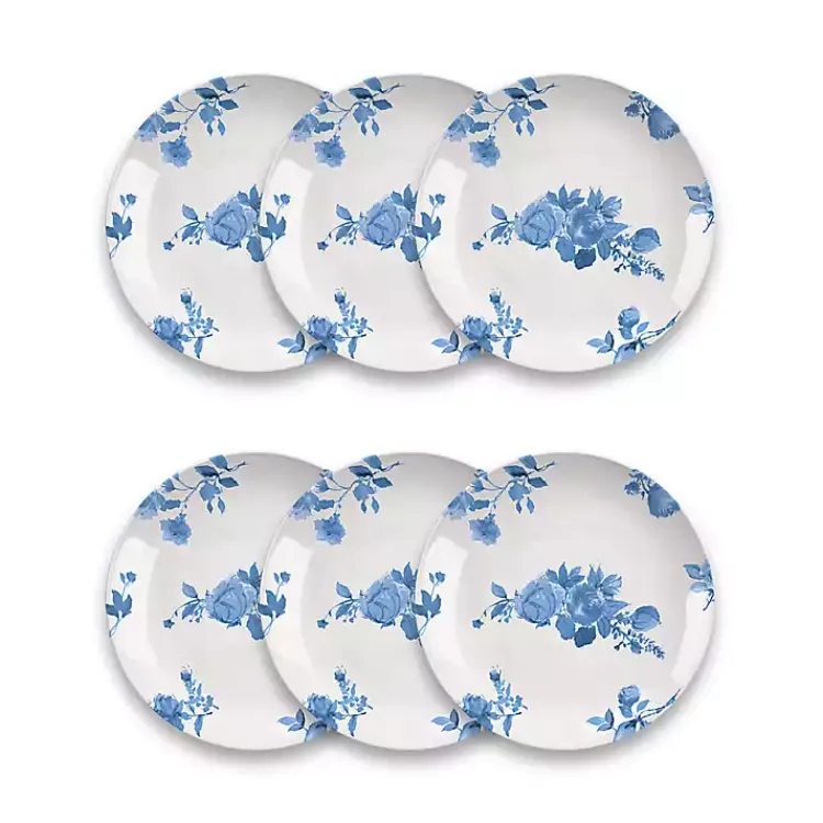 Dinnerware-Kirklands Home Blue and White Floral Dinner Plates, Set of 6