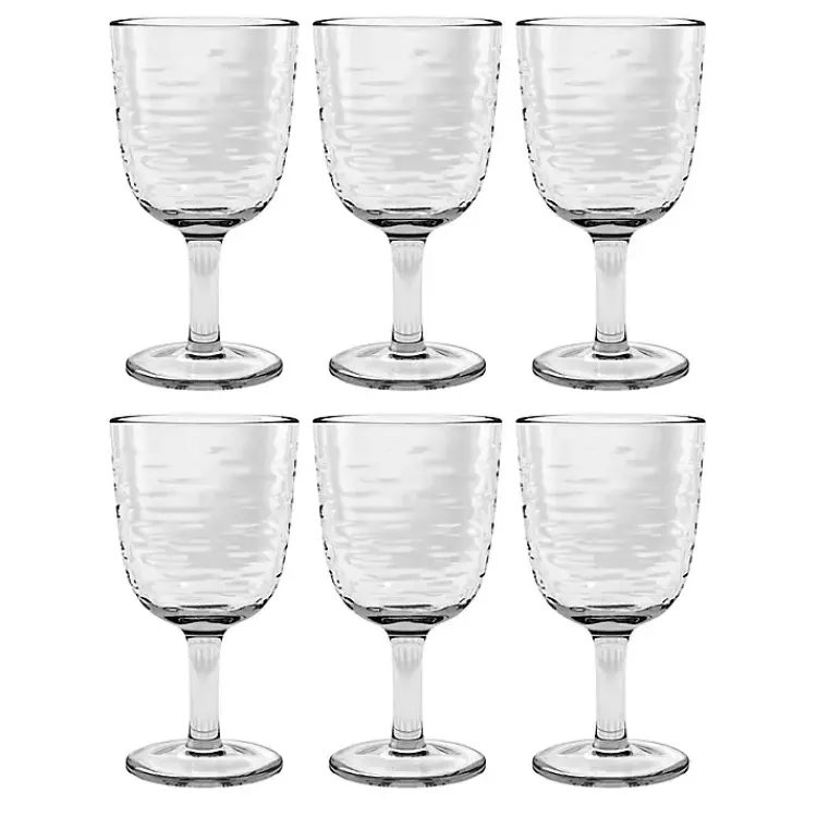 Glassware & Drinkware-Kirklands Home Ripple Shatterproof Goblet Glasses, Set of 6 Clear