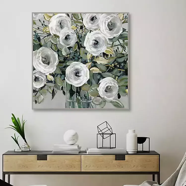 Framed Art-Kirklands Home White Rose Parade Framed Canvas Art Print