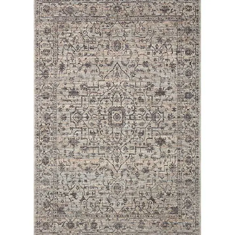 Area Rugs-Kirklands Home Charcoal Sorrento Medallion Area Rug, 6x9 Gray