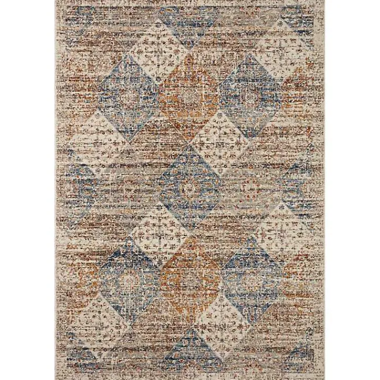 Area Rugs-Kirklands Home Neutral Diamond Patchwork Area Rug, 5x7