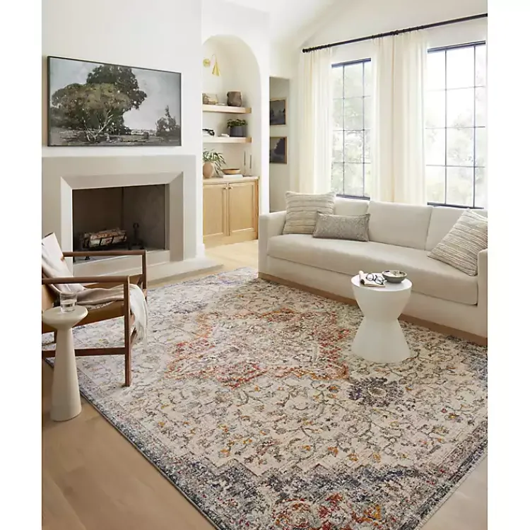 Area Rugs-Kirklands Home Ivory and Blue Bergamo Area Rug, 5x7