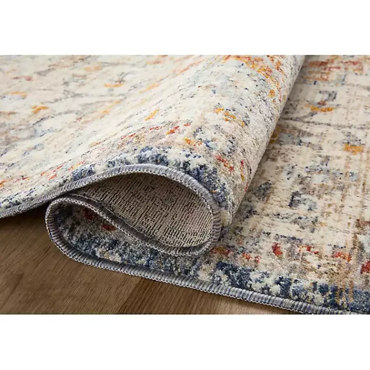 Area Rugs-Kirklands Home Ivory and Blue Bergamo Area Rug, 5x7