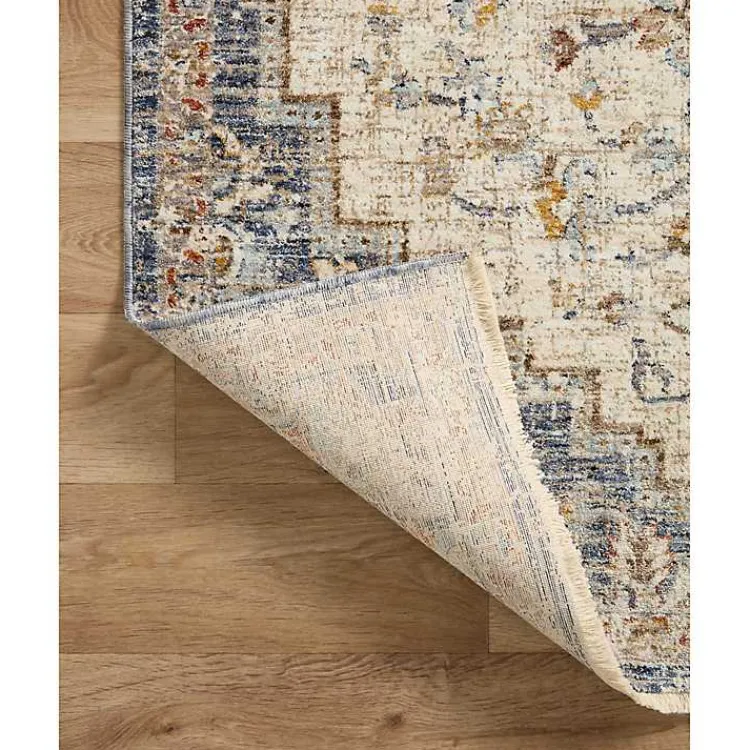 Area Rugs-Kirklands Home Ivory and Blue Bergamo Area Rug, 5x7