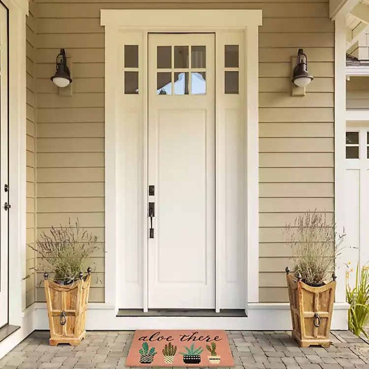 Doormats-Kirklands Home Pink Aloe There Coir Doormat