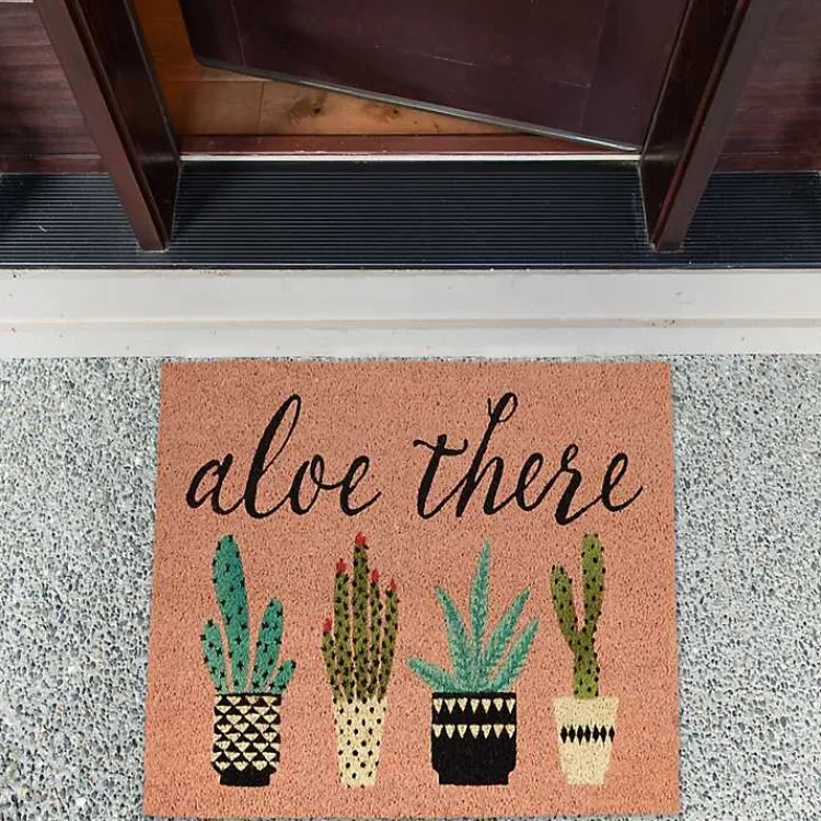 Doormats-Kirklands Home Pink Aloe There Coir Doormat