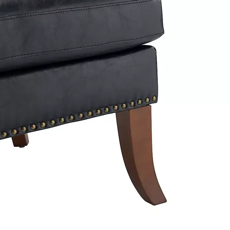 Accent Chairs-Kirklands Home Navy Faux Leather Wingback Accent Chair Blue