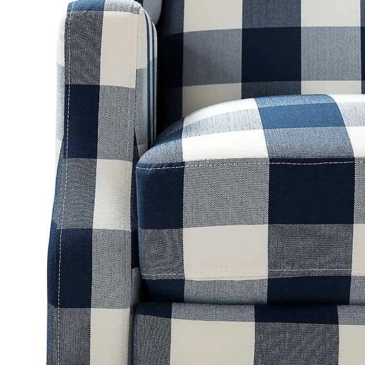Accent Chairs-Kirklands Home Navy Windowpane Plaid Recliner