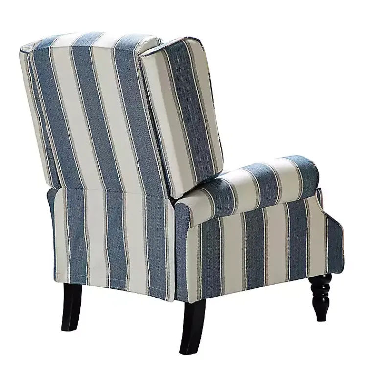 Accent Chairs-Kirklands Home Blue and Tan Stripe Traditional Recliner