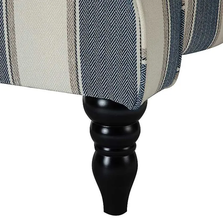 Accent Chairs-Kirklands Home Blue and Tan Stripe Traditional Recliner