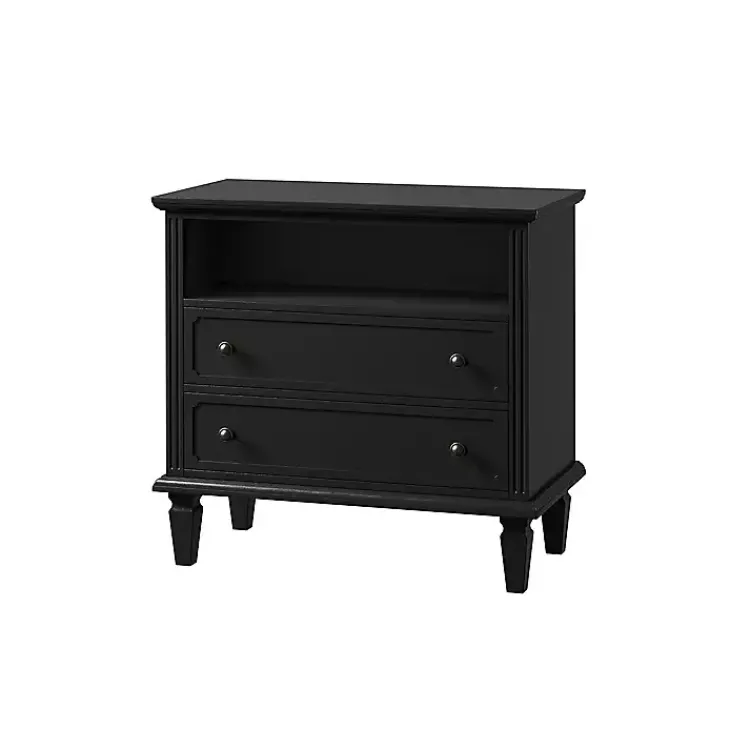 Nightstands-Kirklands Home Smooth 2-Drawer Wood Nightstand Black