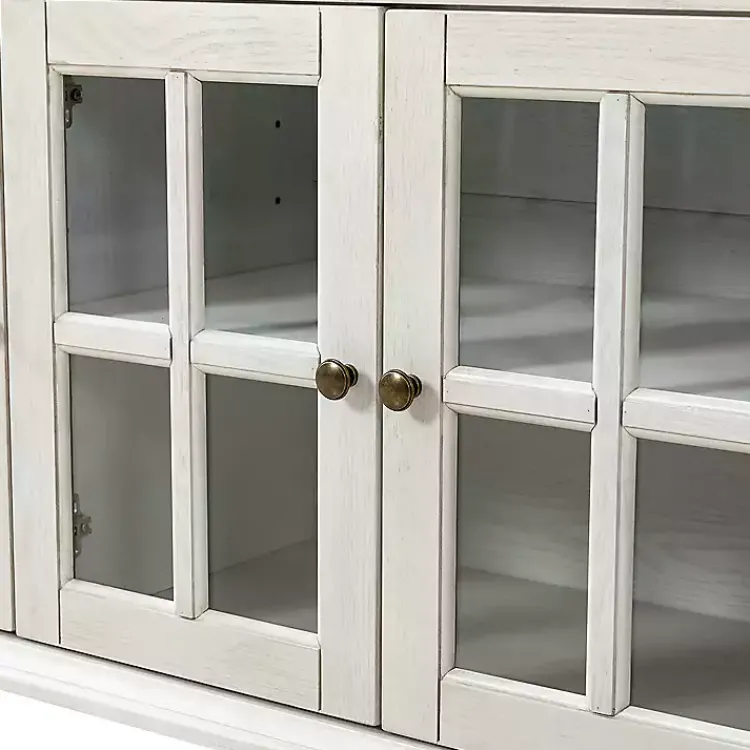 Cabinets & Sideboards-Kirklands Home Wood Glass Door Sideboard Cabinet White