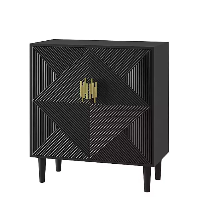Cabinets & Sideboards-Kirklands Home Geometric Gold Handle Cabinet Black