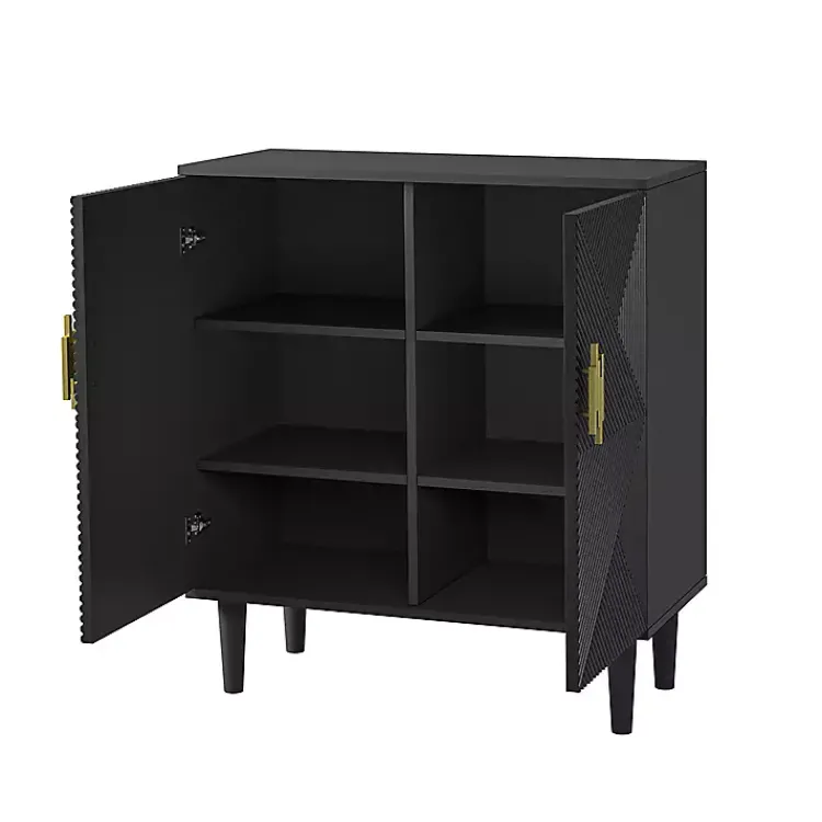 Cabinets & Sideboards-Kirklands Home Geometric Gold Handle Cabinet Black