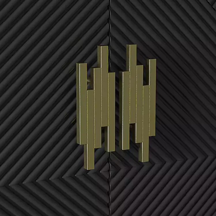 Cabinets & Sideboards-Kirklands Home Geometric Gold Handle Cabinet Black