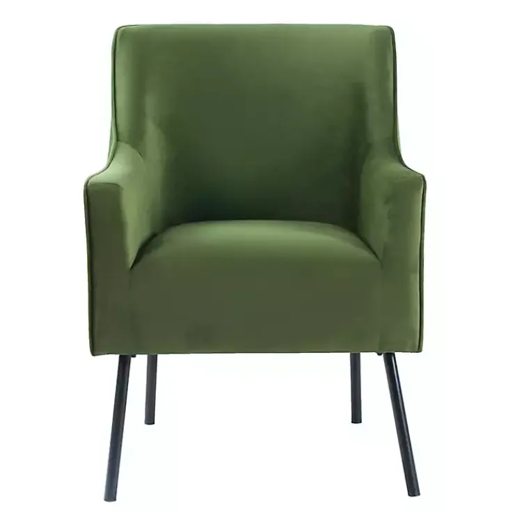 Accent Chairs-Kirklands Home Velvet Upholstered Black Legs Accent Chair Green