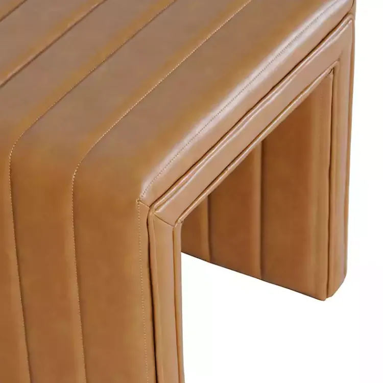 Benches & Ottomans-Kirklands Home Cognac Leather Arch Ottoman Brown