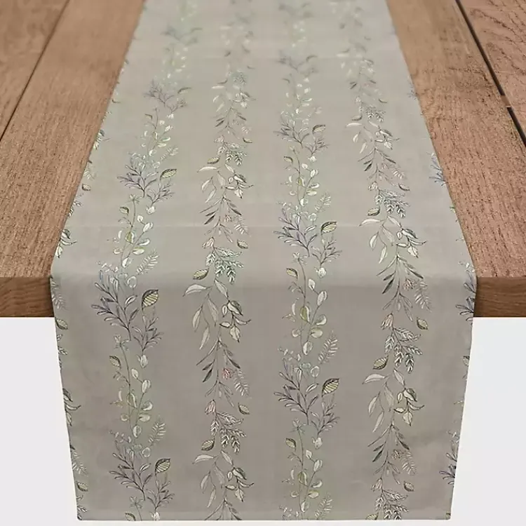 Table Linens-Kirklands Home Botanical Vines Table Runner, 72 in. Gray