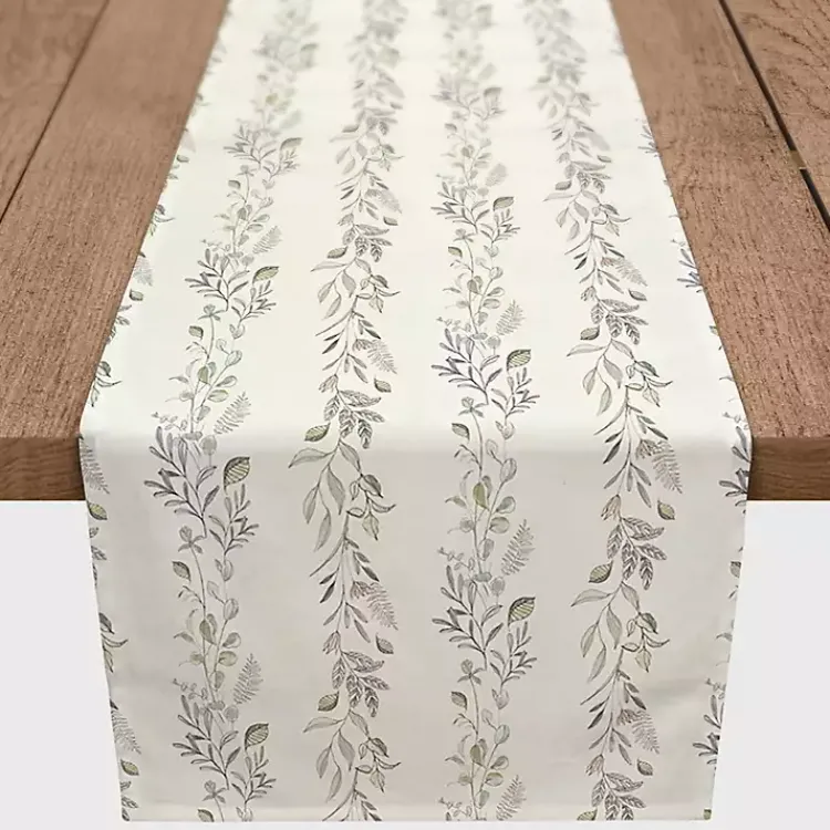 Table Linens-Kirklands Home Botanical Vines Table Runner, 90 in. White