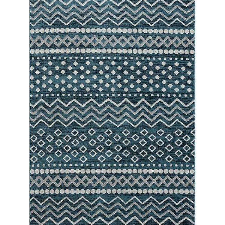 Area Rugs-Kirklands Home Geometric Stripe Washable Area Rug, 5x7 Blue