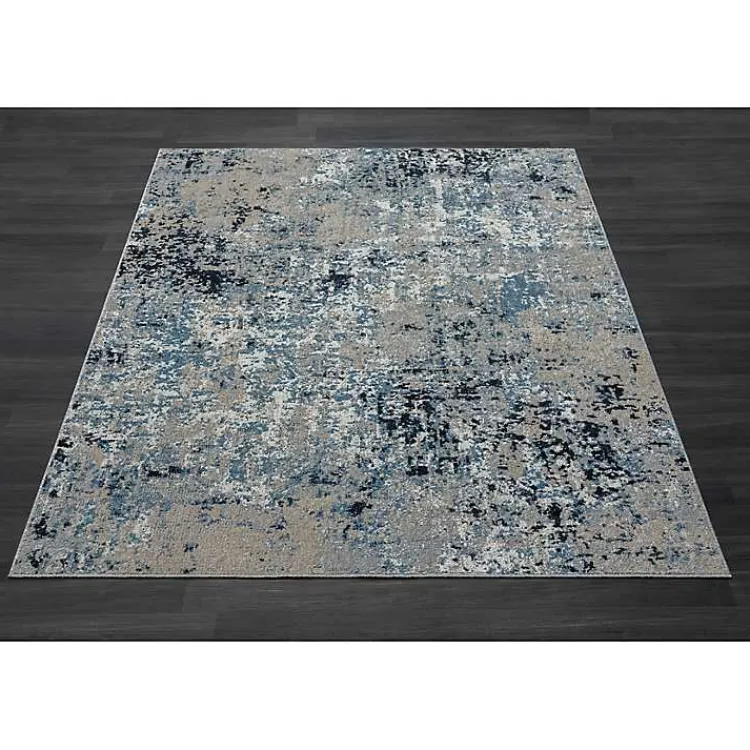 Area Rugs-Kirklands Home Blue Distressed Washable Area Rug, 7x9