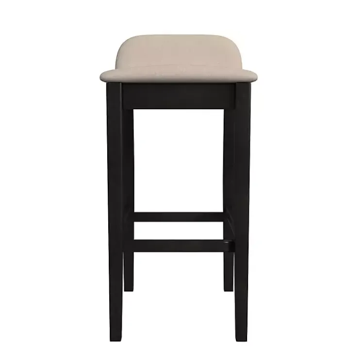 Bar Stools & Counter Height Stools-Kirklands Home Black Lowback Padded Bar Stool