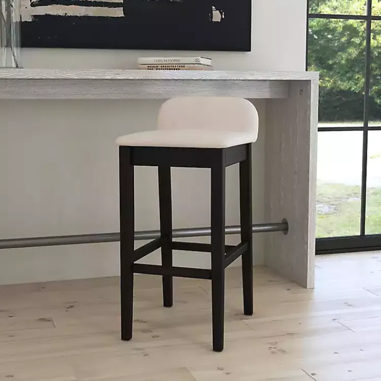 Bar Stools & Counter Height Stools-Kirklands Home Black Lowback Padded Bar Stool