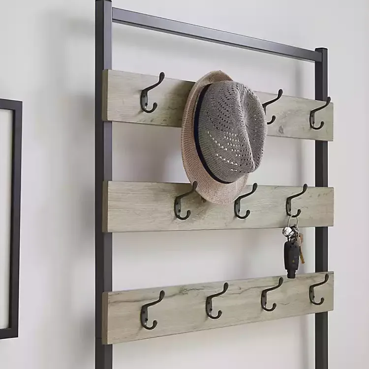 Entryway Furniture-Kirklands Home and Black Wood Bench Hall Tree Gray