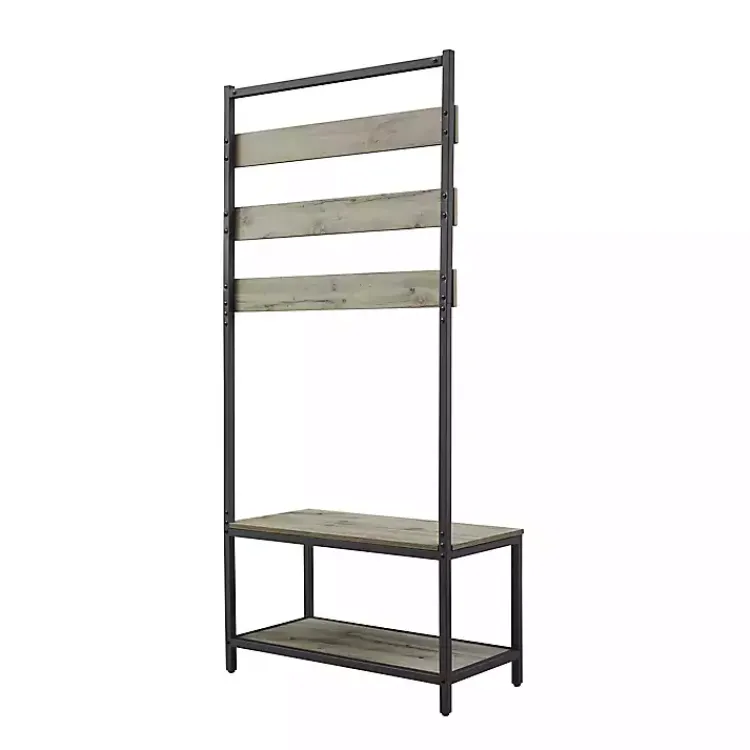 Entryway Furniture-Kirklands Home and Black Wood Bench Hall Tree Gray