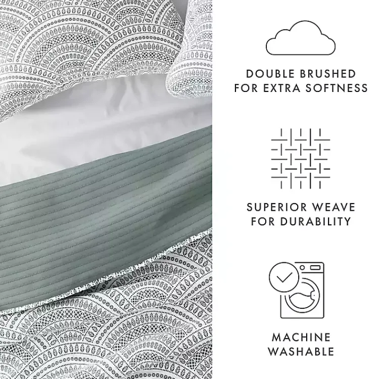 Quilts-Kirklands Home Green Scalloped Reversible 3-pc. Queen Quilt Set