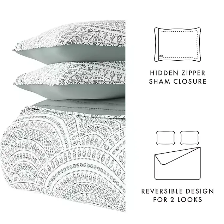 Quilts-Kirklands Home Green Scalloped Reversible 3-pc. Queen Quilt Set