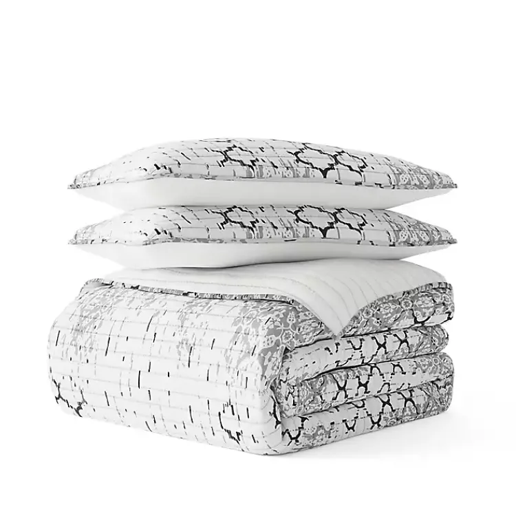 Quilts-Kirklands Home White Trellis Reversible 3-pc. King Quilt Set