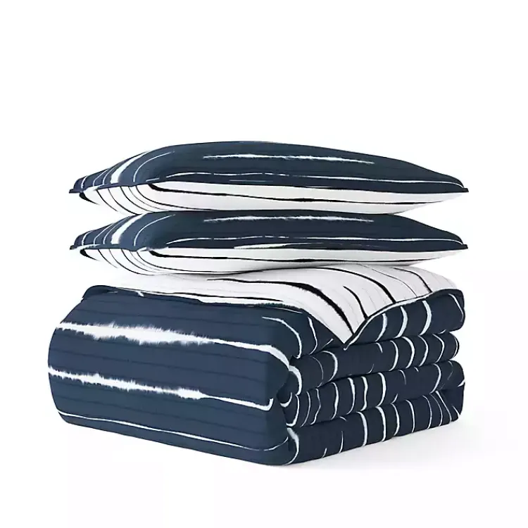 Quilts-Kirklands Home Navy Linear Reversible 3-pc. Queen Quilt Set