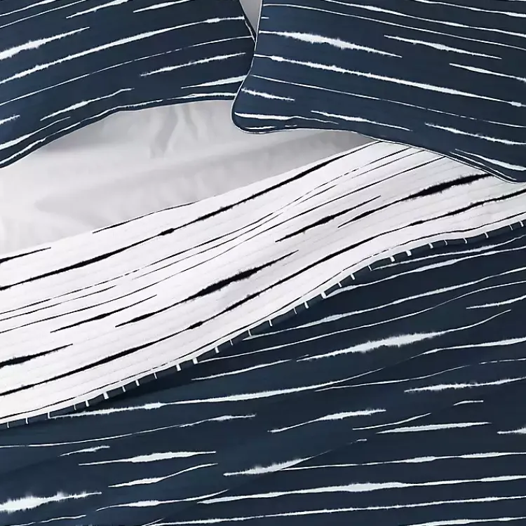 Quilts-Kirklands Home Navy Linear Reversible 3-pc. King Quilt Set