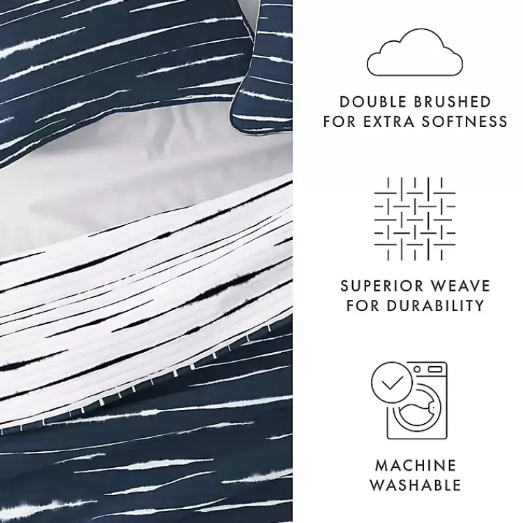 Quilts-Kirklands Home Navy Linear Reversible 3-pc. King Quilt Set