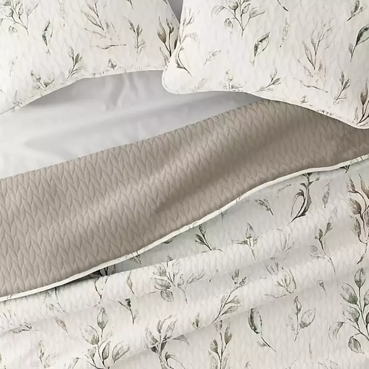 Quilts-Kirklands Home Watercolor Leaves Reversible 3-pc. Queen Quilt Set