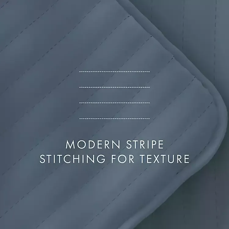 Quilts-Kirklands Home Stitched Stripes 3-pc. Queen Quilt Set Blue