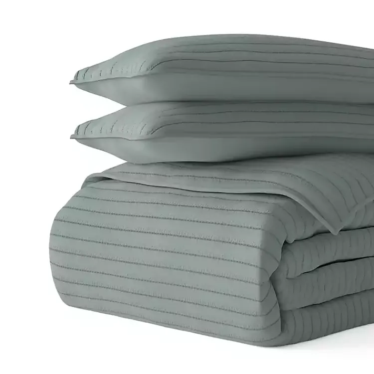 Quilts-Kirklands Home Stitched Stripes 2-pc. Twin Quilt Set Green