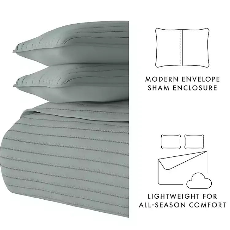 Quilts-Kirklands Home Stitched Stripes 2-pc. Twin Quilt Set Green