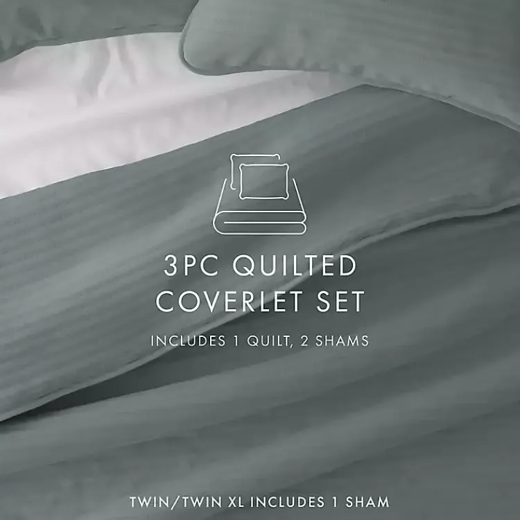 Quilts-Kirklands Home Stitched Stripes 2-pc. Twin Quilt Set Green