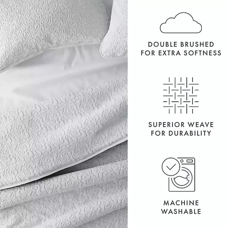 Quilts-Kirklands Home Floral Stitch 3-pc. King Quilt Set Gray