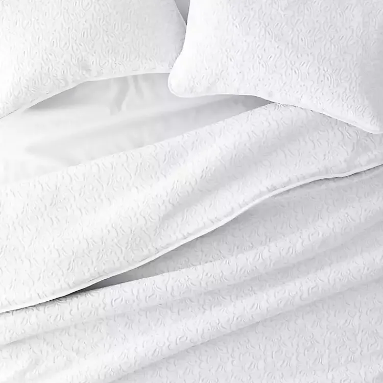 Quilts-Kirklands Home Floral Stitch 3-pc. King Quilt Set White