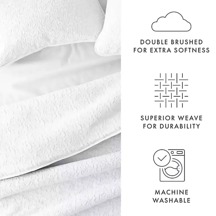 Quilts-Kirklands Home Floral Stitch 3-pc. King Quilt Set White