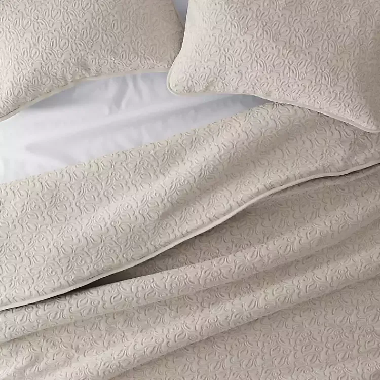 Quilts-Kirklands Home Latte Floral Stitch 3-pc. King Quilt Set Tan