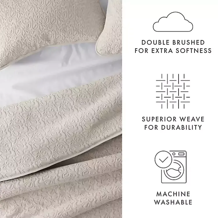 Quilts-Kirklands Home Latte Floral Stitch 3-pc. King Quilt Set Tan