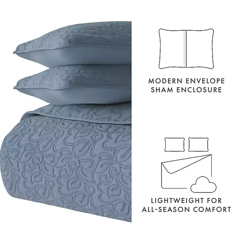 Quilts-Kirklands Home Floral Stitch 2-pc. Twin Quilt Set Blue